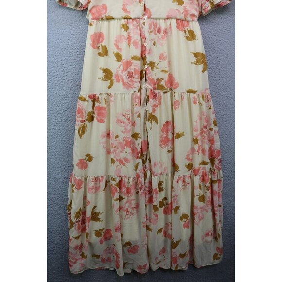 Sugar Lips Babydoll Button Up Maxi Dress-Size Medium-Chiffon-Cottagecore-Lined - Picture 2 of 13